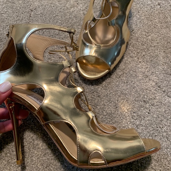 SOLD! Jimmy Choo Gold Cutout Bootie - Picture 4 of 4